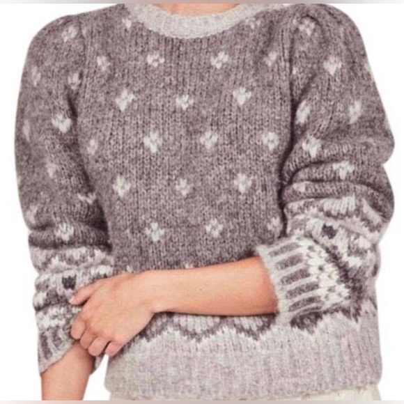 Loveshackfancy Rosie alpaca grey love heart sweater - Picture 1 of 8